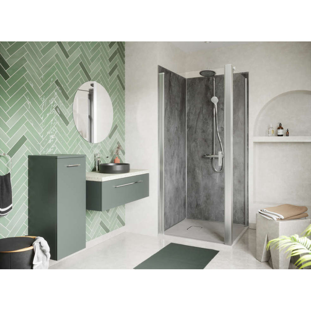 Panneau mural douche PREPANEL - Décor Béton Noir - Finition Mat