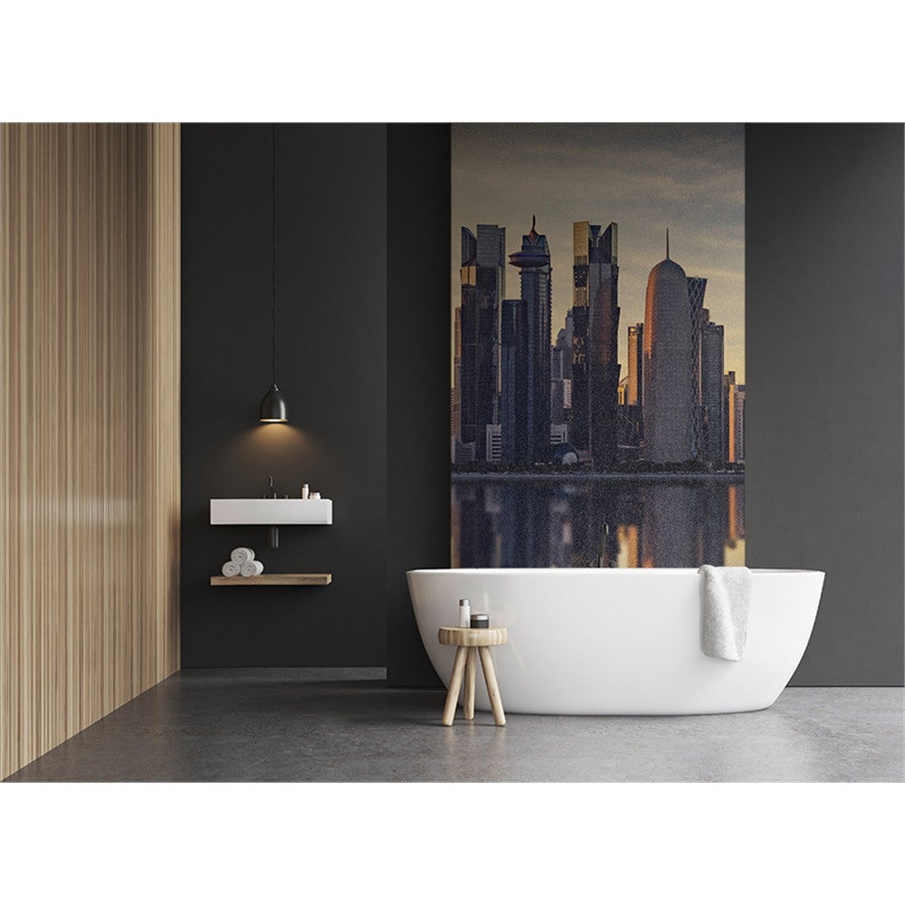Panneau mural douche VIPANEL - Paysage urbain Skyline Doha - Finition brillant