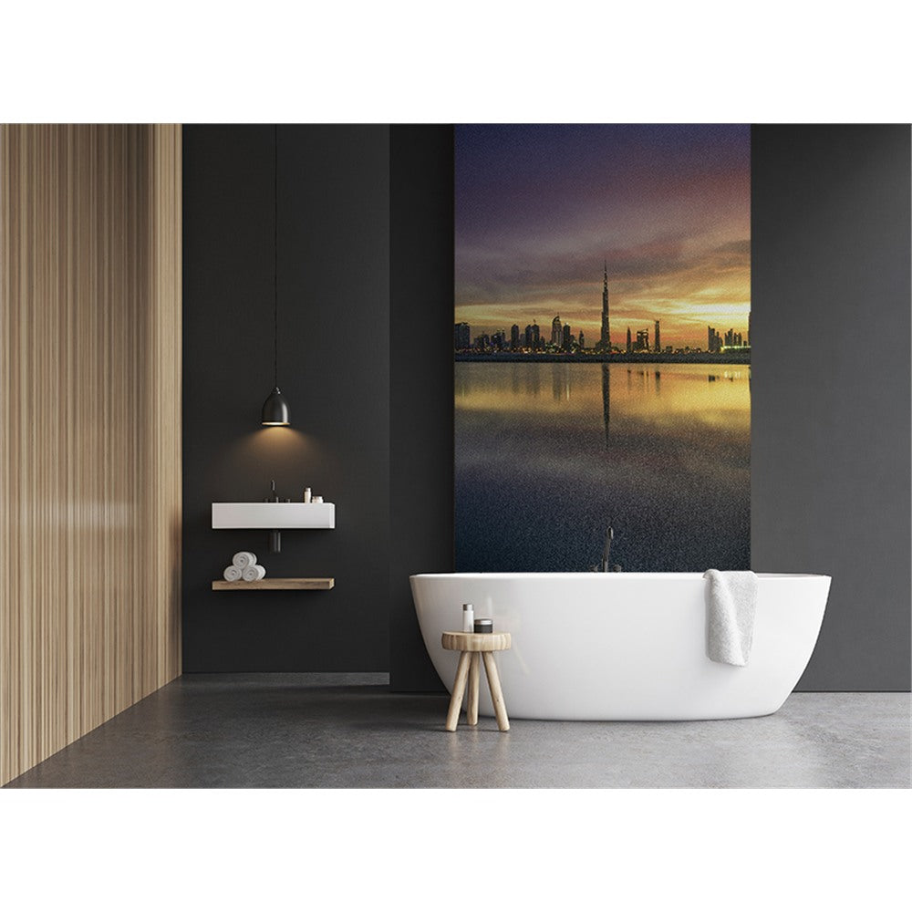 Panneau mural douche VIPANEL - Paysage urbain Skyline Dubaï - Finition brillant
