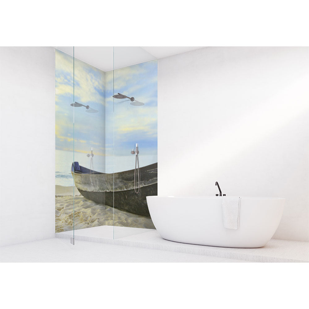 Panneau mural douche VIPANEL - Inspiration nature Bateau de pêcheur - Finition brillant