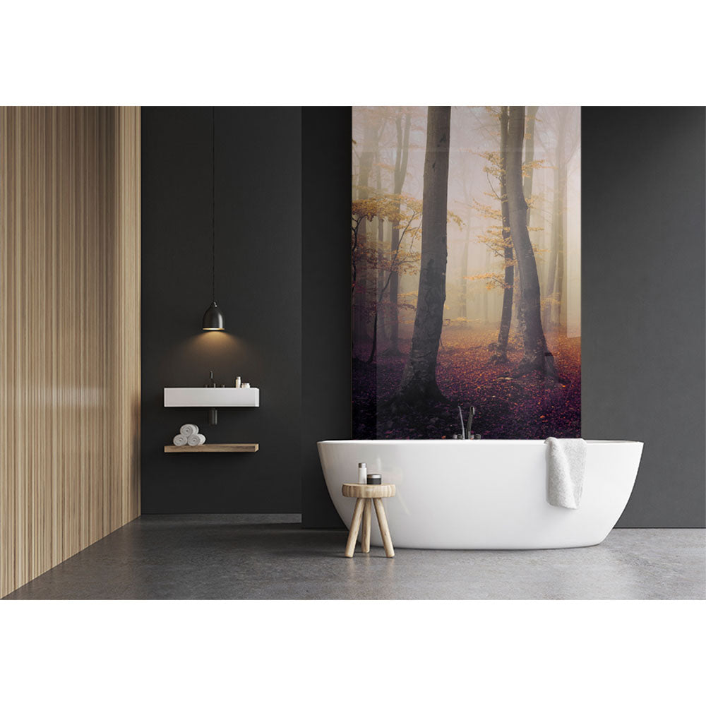 Panneau mural douche VIPANEL - Inspiration nature Forêt brumeuse d'Automne - Finition brillant
