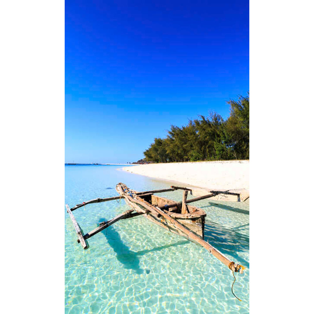 Panneau mural douche VIPANEL - Inspiration nature Bateau de pêcheur tropical - Finition brillant