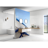 Panneau mural douche VIPANEL - Inspiration nature Bateau bleu et blanc - Finition brillant
