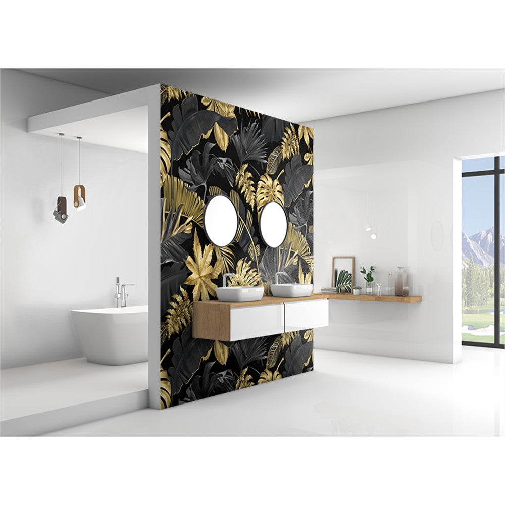 Panneau mural douche VIPANEL - Inspiration nature Feuillage doré - Finition velvet