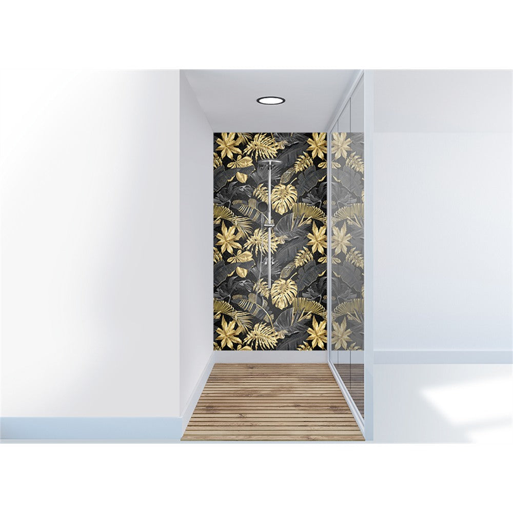Panneau mural douche VIPANEL - Inspiration nature Feuillage doré - Finition velvet