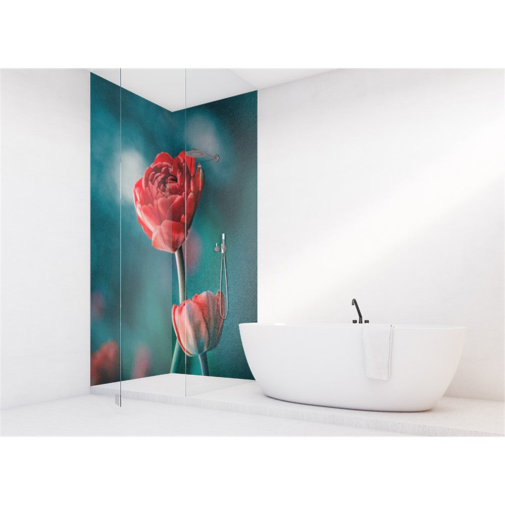 Panneau mural douche VIPANEL - Inspiration nature Tulipe rouge - Finition brillant