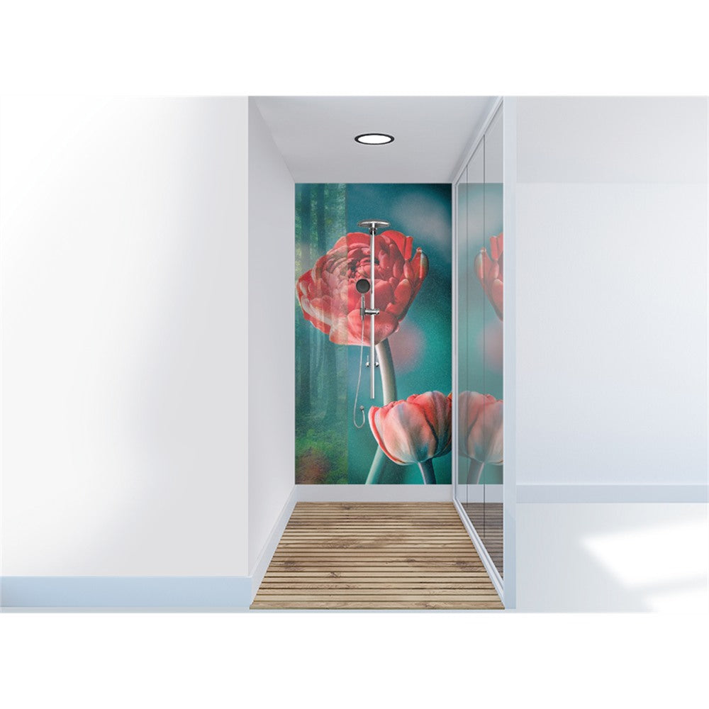 Panneau mural douche VIPANEL - Inspiration nature Tulipe rouge - Finition brillant