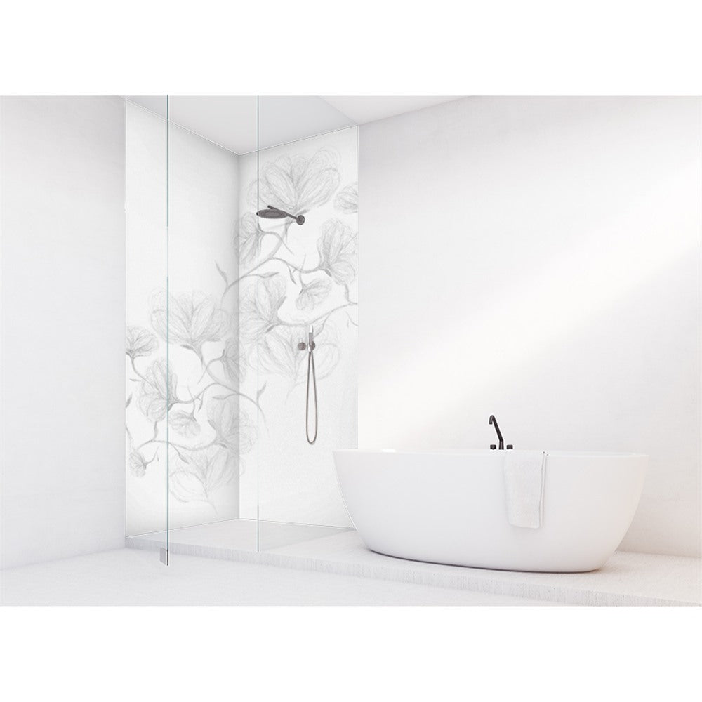 Panneau mural douche VIPANEL - Inspiration nature Croquis de fleur - Finition velvet