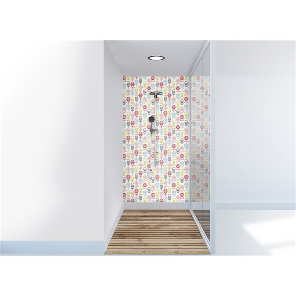 Panneau mural douche VIPANEL - Inspiration nature Fleurs graphiques - Finition mat