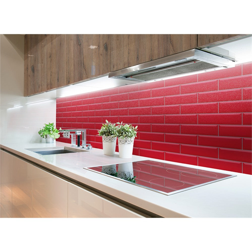 Panneau mural douche VIPANEL - Carrelage Rétro rouge - Finition brillant