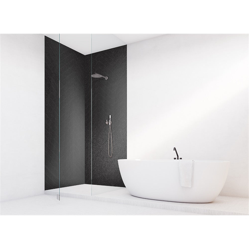 Panneau mural douche VIPANEL - Carrelage Arrêtes noires - Finition brillant