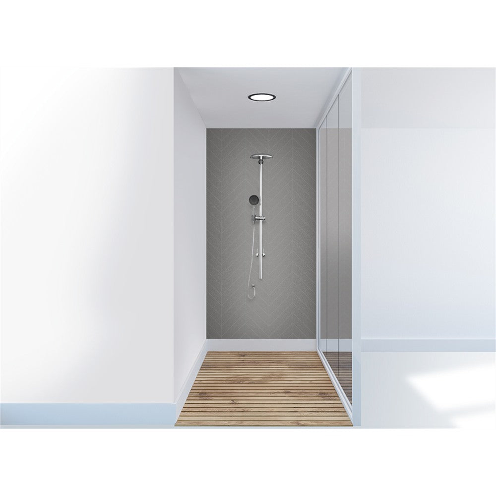 Panneau mural douche VIPANEL - Carrelage Arretes grises - Finition brillant