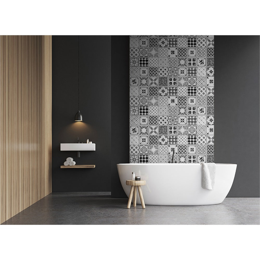 Panneau mural douche VIPANEL - Carrelage Carreaux indigo gris - Finition brillant