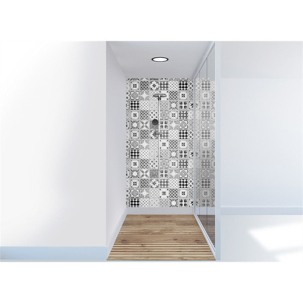 Panneau mural douche VIPANEL - Carrelage Carreaux indigo gris - Finition brillant
