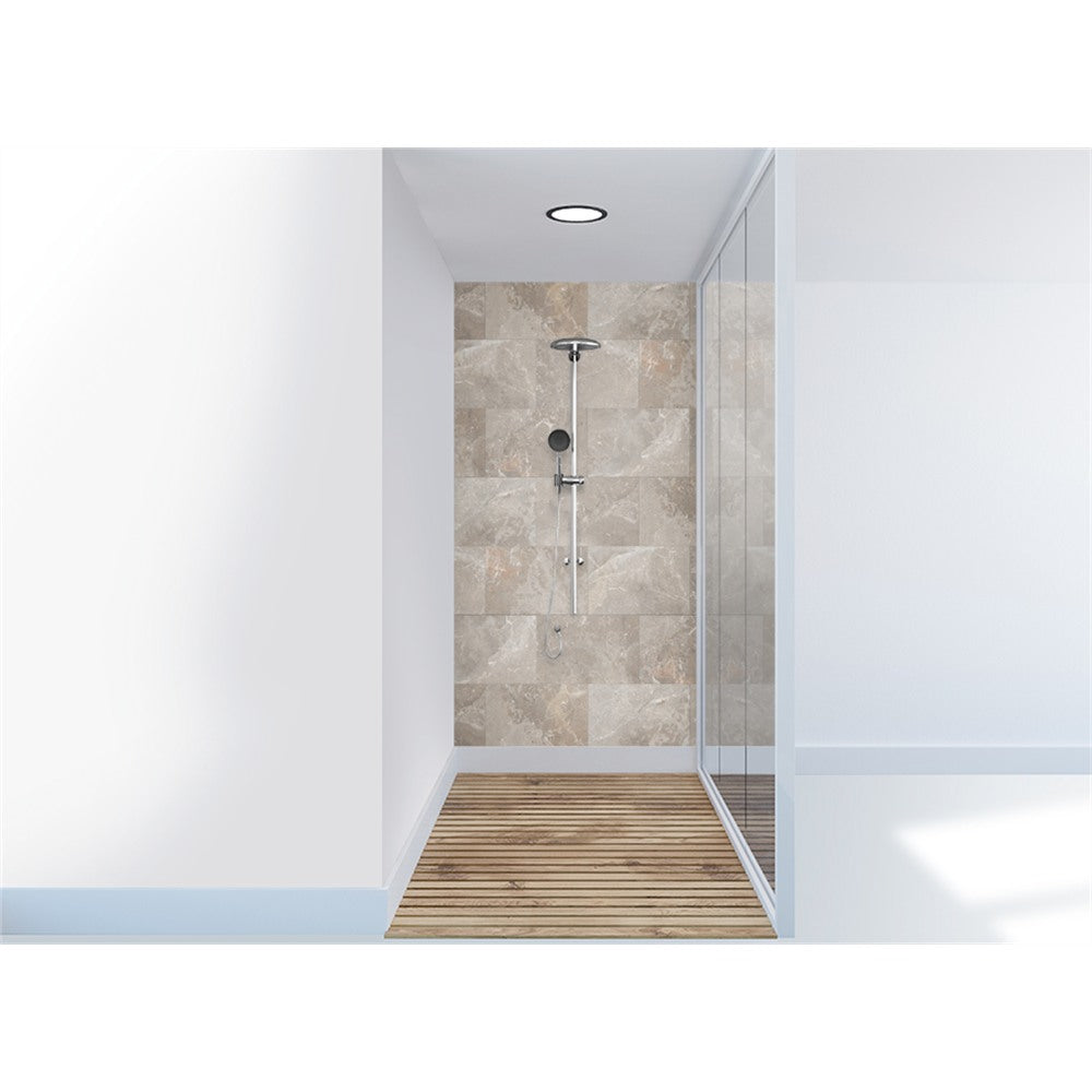 Panneau mural douche VIPANEL - Carrelage Pierre Castello clair - Finition brillant
