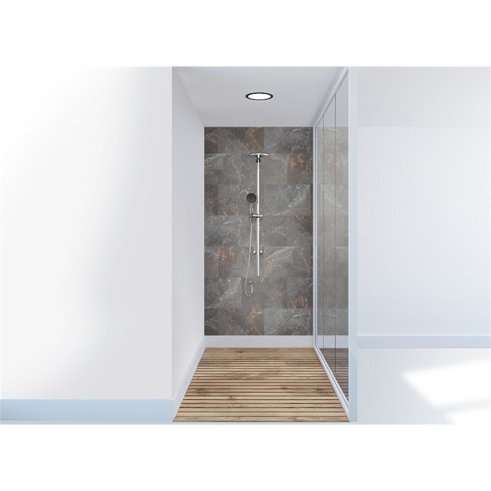 Panneau mural douche VIPANEL - Carrelage Pierre Catsello foncé - Finition brillant