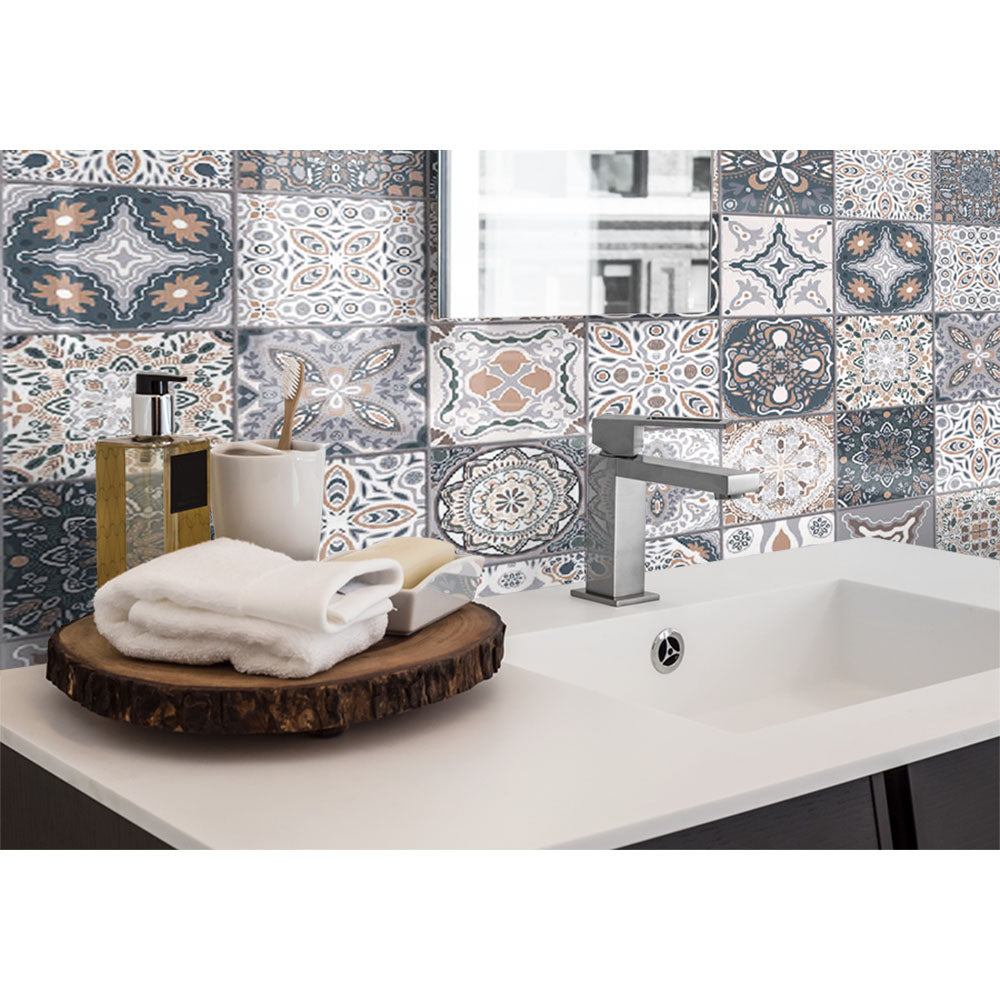 Panneau mural douche VIPANEL - Carrelage Carreaux floraux - Finition brillant