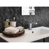 Panneau mural douche VIPANEL - Motif Hexagonal noir - Finition velvet - 1000 x 2550 mm