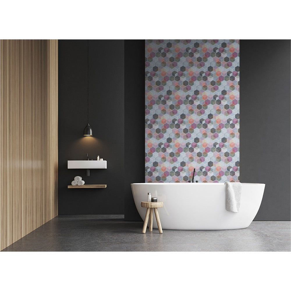 Panneau mural douche VIPANEL - Motif Cube pastel - Fintion velvet