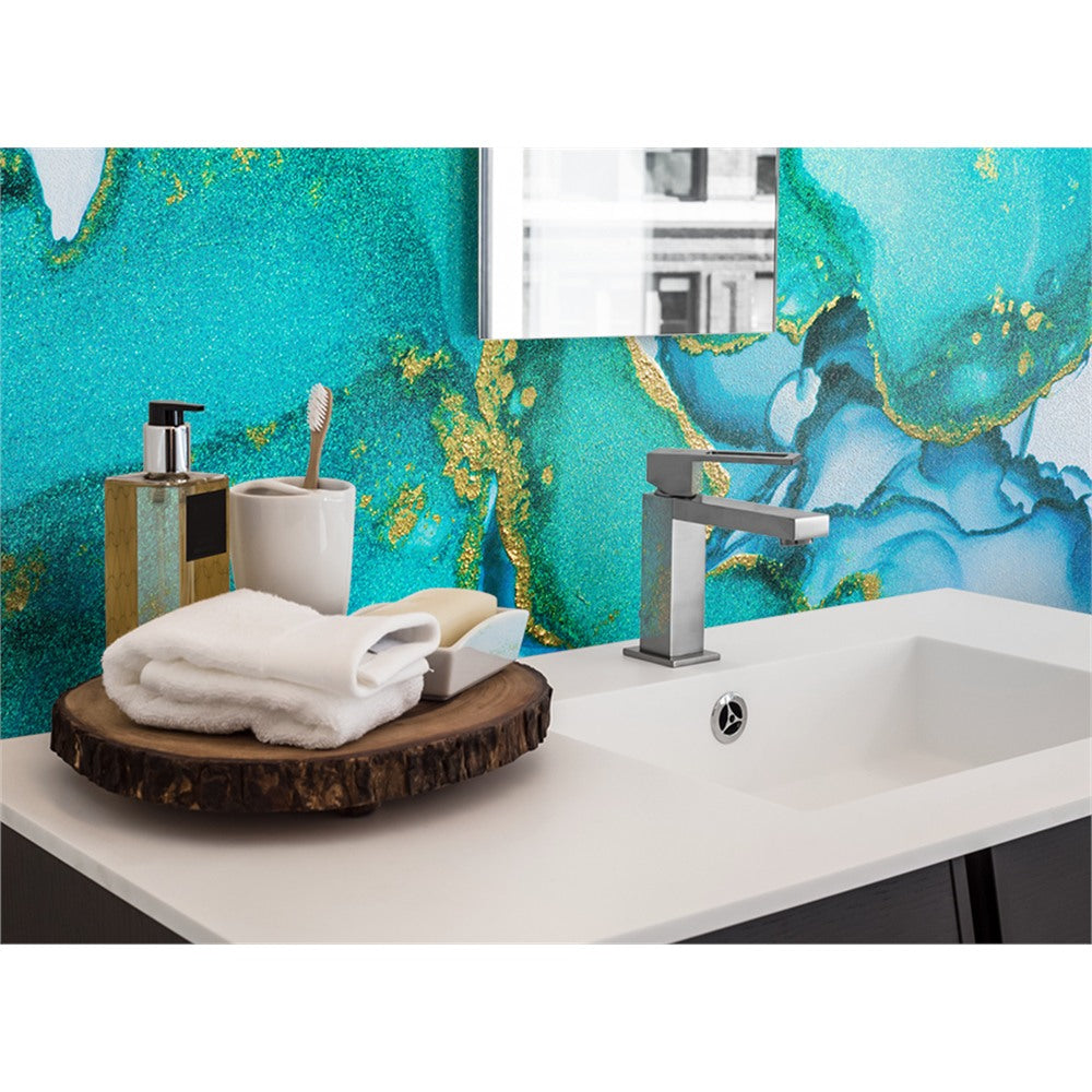 Panneau mural douche VIPANEL - Pierre Marbrure turquoise - Finition brillant