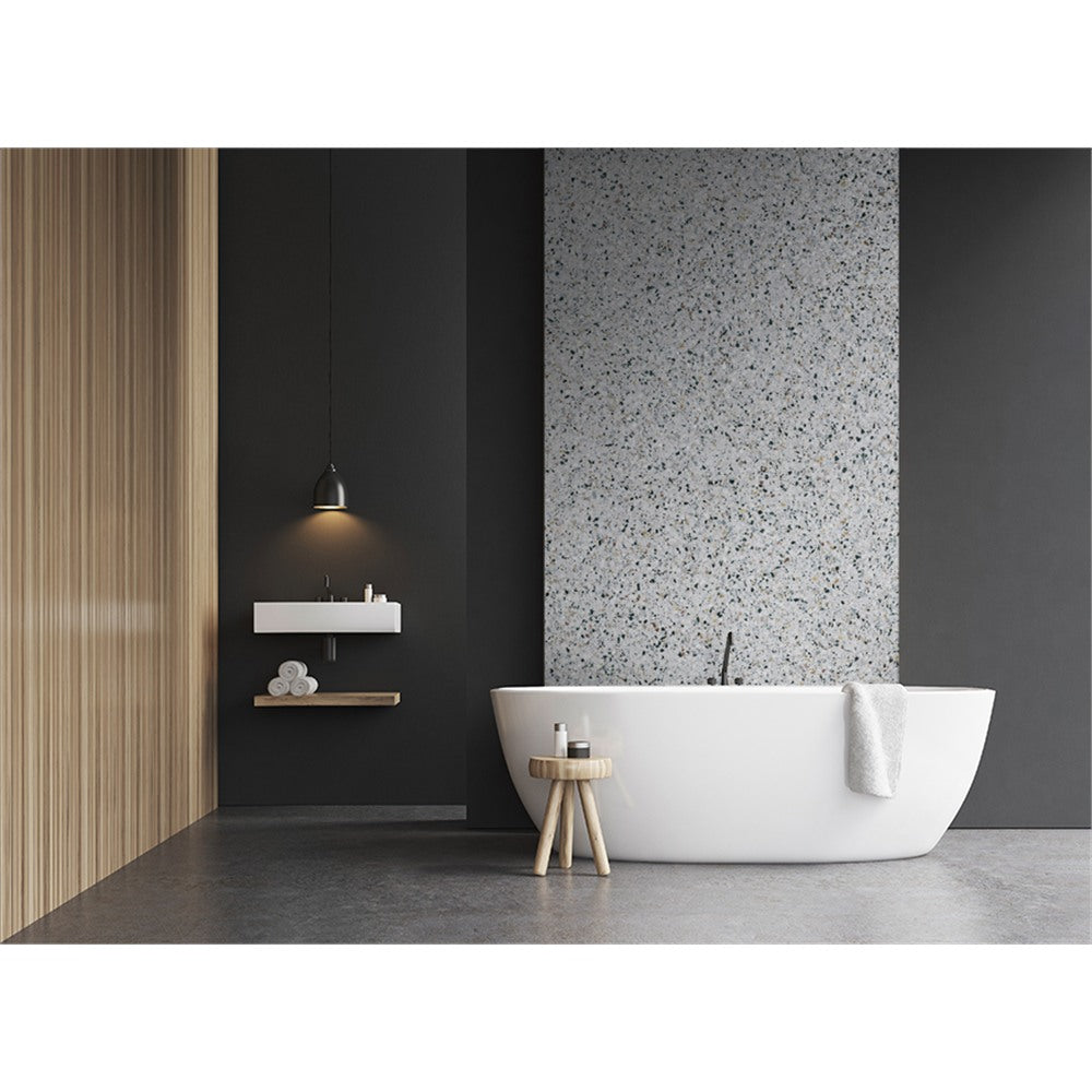 Panneau mural douche VIPANEL - Pierre Terrazzo classique gris - Finition mat