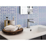 Panneau mural douche VIPANEL - Carrelage carreaux bleu et blanc - Finition - Finition brillant