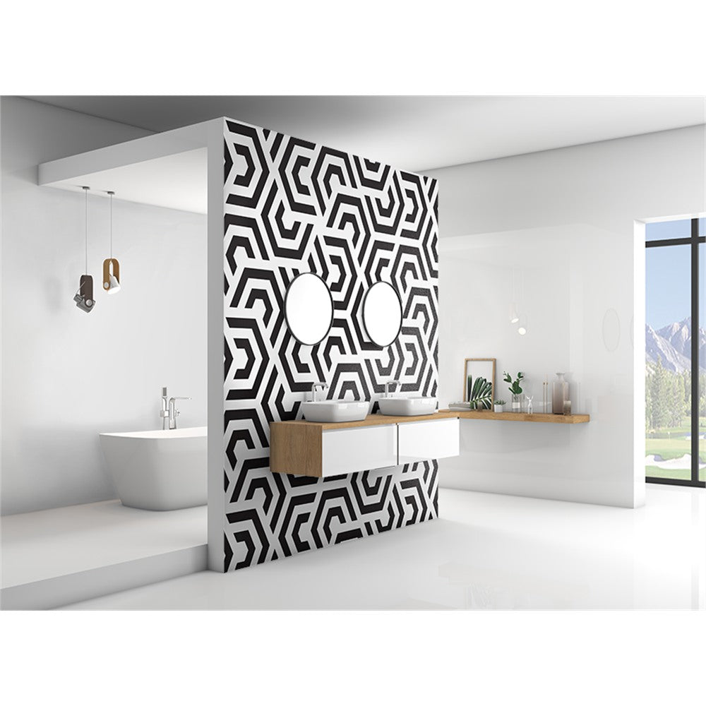 Panneau mural douche VIPANEL - Motif imprimé noir et blanc - Finition velvet
