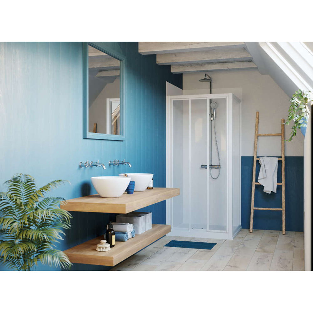 Panneau mural douche autoportant NICHEPANEL - Couleur Unie Blanc - Finition Mat - Sans niche
