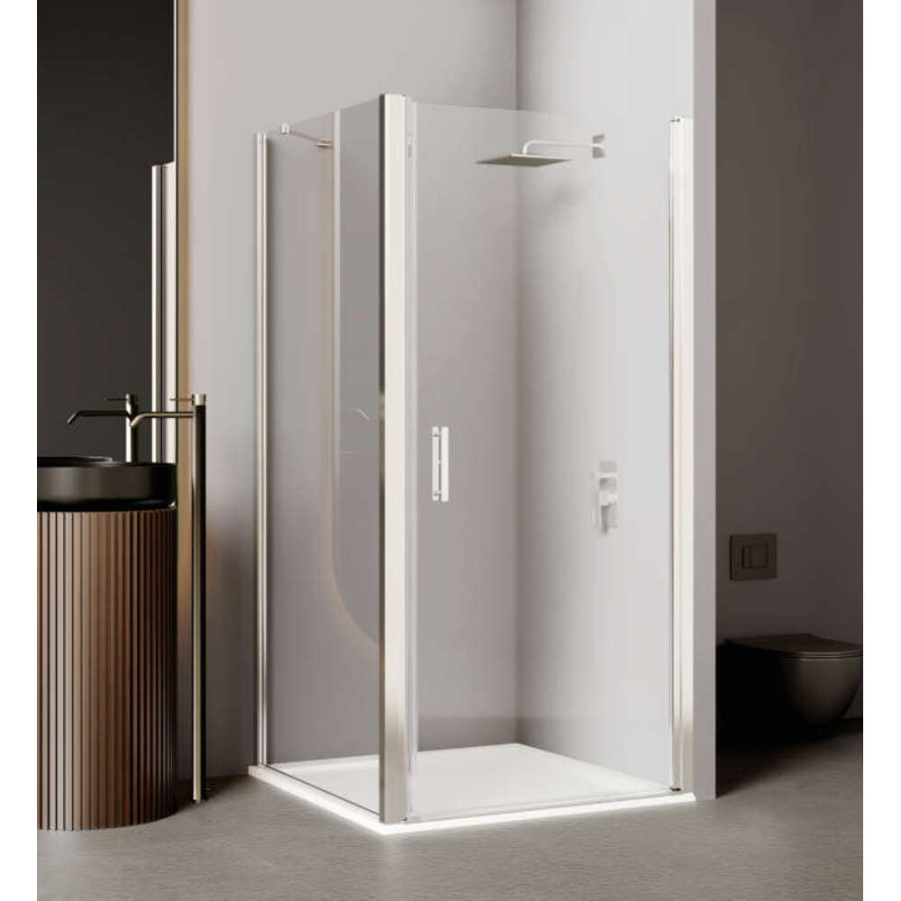 Paroi de douche pivotante EQUI 2MS - Profilé Argent poli - Verre clair traité déperlant ETC