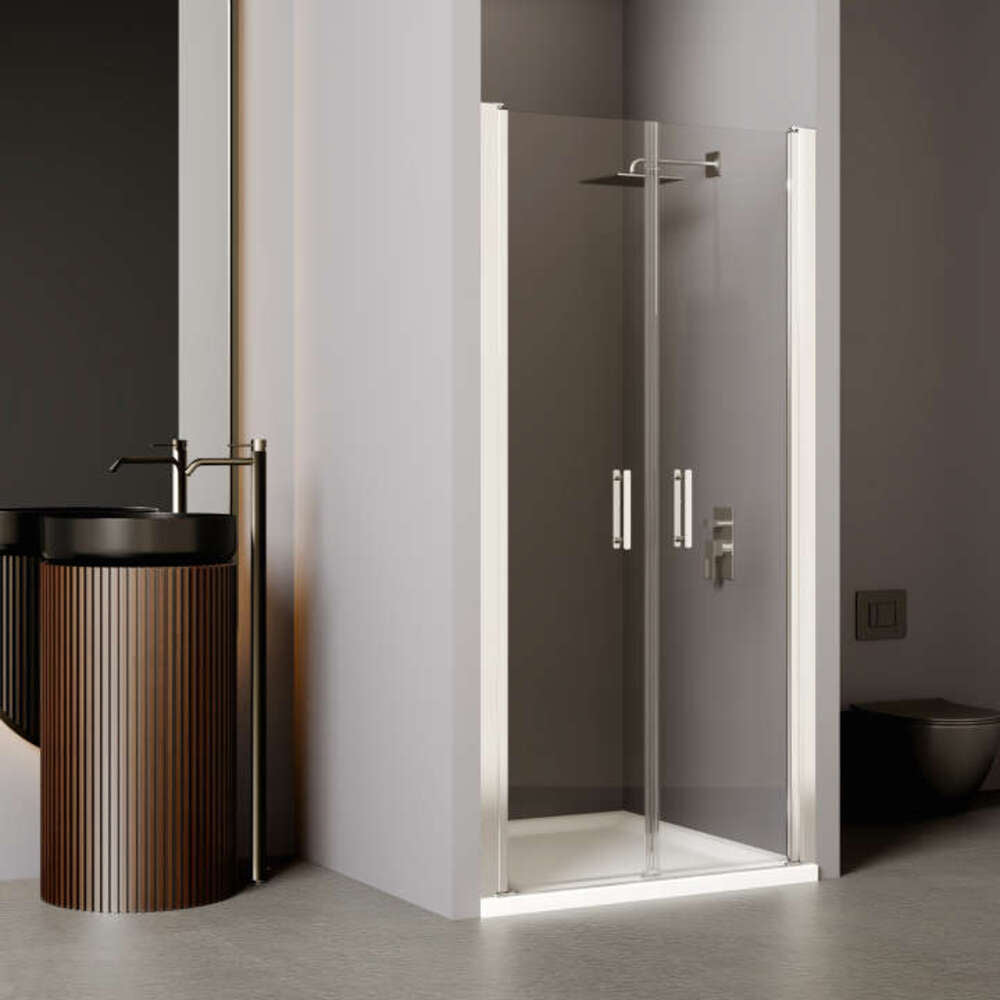 Paroi de douche à deux battants EQUI 2MS - Profilé Argent poli - Verre clair traité déperlant ETC