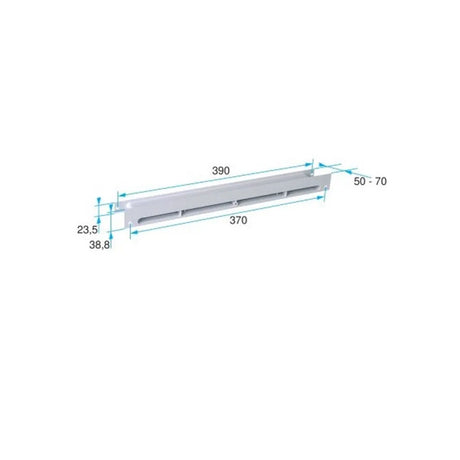 Caniveau de douche Grohe, en acier inoxydable, couleur argent, avec mesures affichées