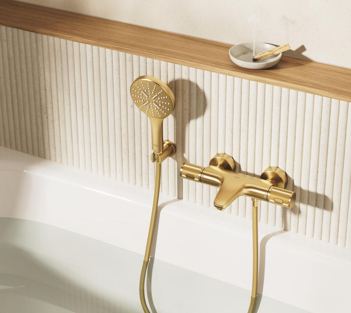GROHE Pack bain/douche avec mitigeur thermostatique + douchette + support + flexible