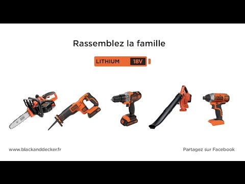 BLACK+DECKER Taille-haies sans fil 18V lame 50cm avec batterie et chargeur GTC18502PC-QW