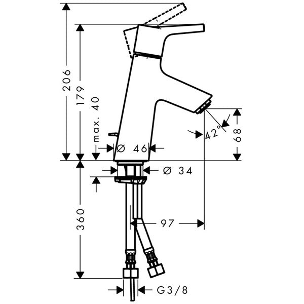 HANSGROHE Mitigeur de lavabo 80 Talis S avec tirette et vidage 72010000