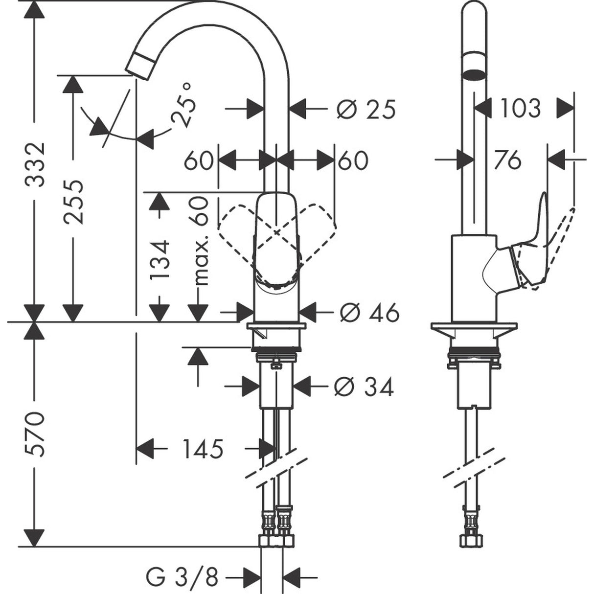 HANSGROHE Mitigeur de cuisine 260 1 jet Logis M31 71835000