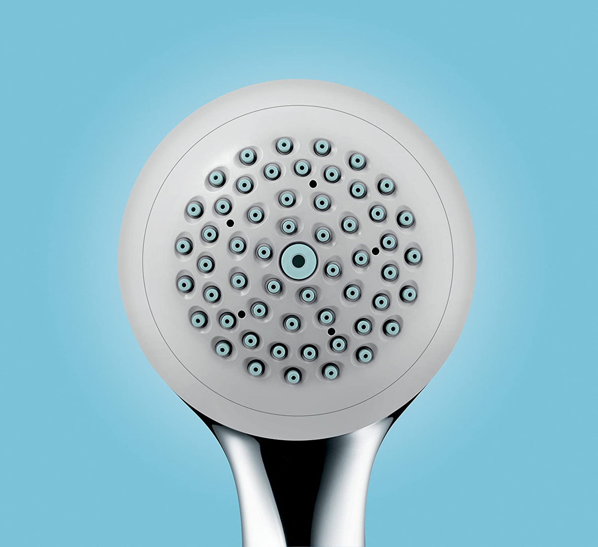 Pommeau de douche Grohe, chromé, tête ronde avec buses anti-calcaire, couleur argentée