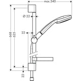 HANSGROHE Set de douche 4 jets Croma 100 Vario EcoSmart avec barre Unica'C 65 cm et porte-savon 27776000