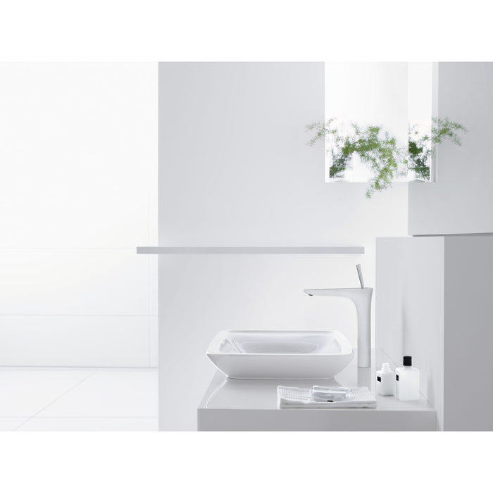 Mitigeur de lavabo 240 Pura Vida surélevé pour vasque libre, bonde Push-Open blanc/chromé Hansgrohe 15072400