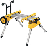 Servante de chantier DeWalt, support pour outils, jaune et gris, avec roues.