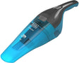 Aspirateur à main BLACK+DECKER bleu, modèle Dustbuster, pour nettoyage humide et sec.