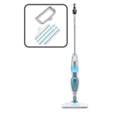 Balai vapeur Black+Decker, nettoyeur de sol blanc et bleu avec accessoires inclus