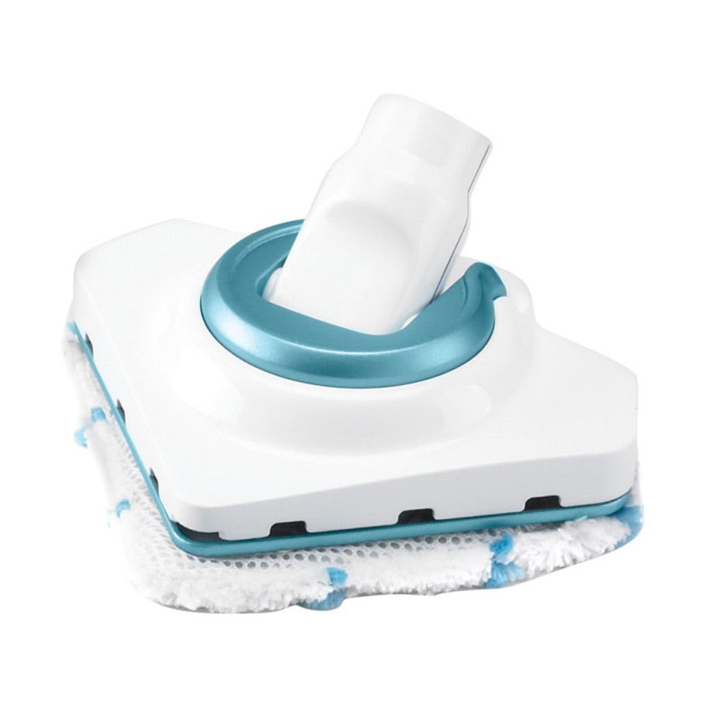 Balai vapeur blanc et bleu, tête de nettoyage triangulaire, marque inconnue