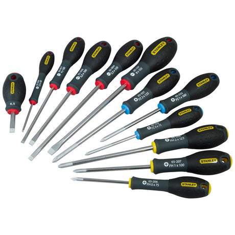 Set de tournevis Stanley, noir, outillage à poignée ergonomique, multi-tailles