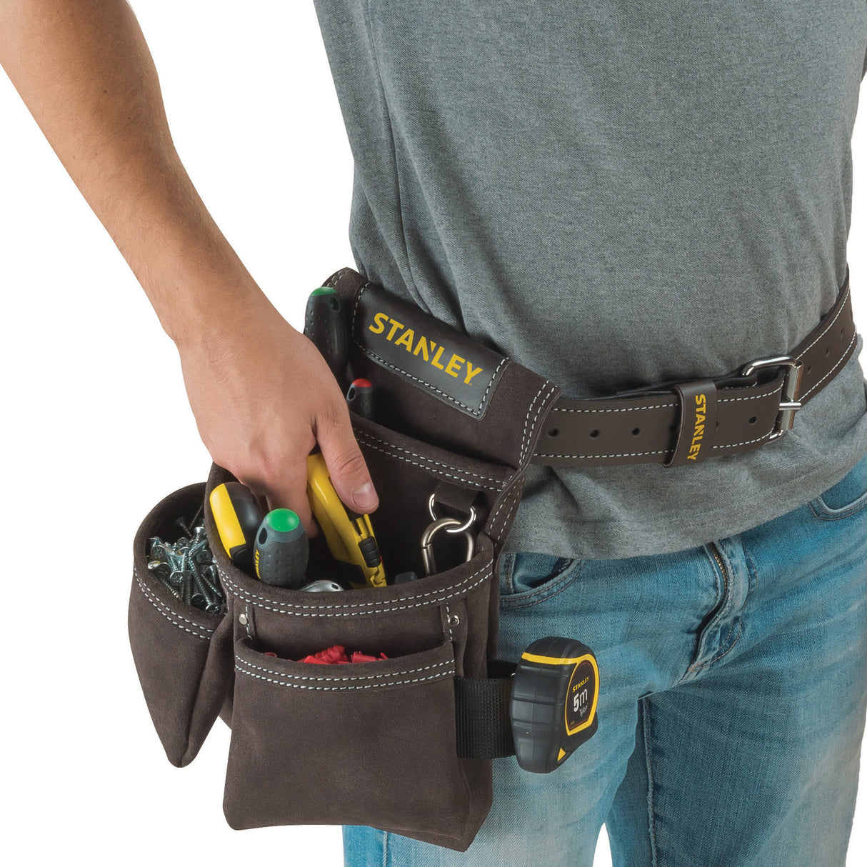 STANLEY Porte-outils en cuir qualité supérieure 4 poches STST1-80116