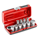 Coffret Facom, set de douilles métalliques, couleur rouge et noir