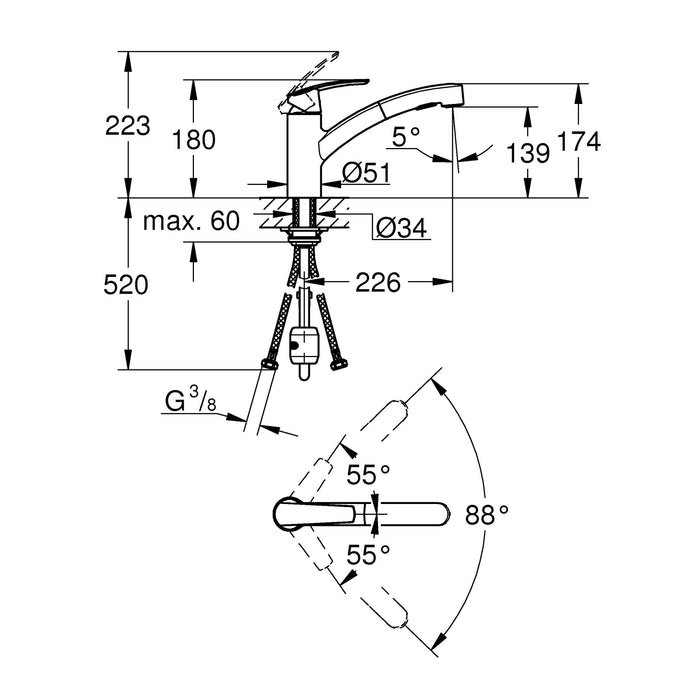 Mitigeur monocommande Evier Start Chromé GROHE 30307000