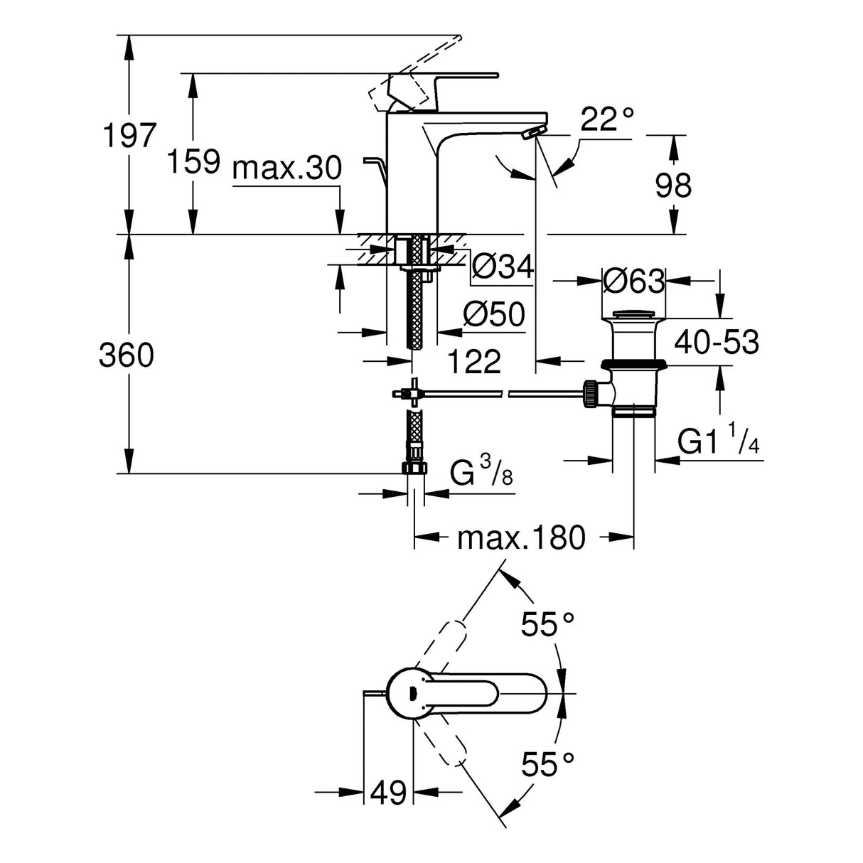 GROHE Mitigeur de lavabo taille M Get 23454000