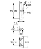GROHE Set de douche 3 jets avec mitigeur thermostatique Precision Joy 34339000