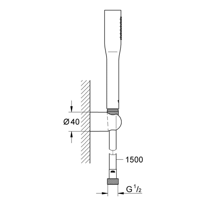 Ensemble de douche 1 jet avec support mural Chromé Vitalio Get Stick GROHE 27459000