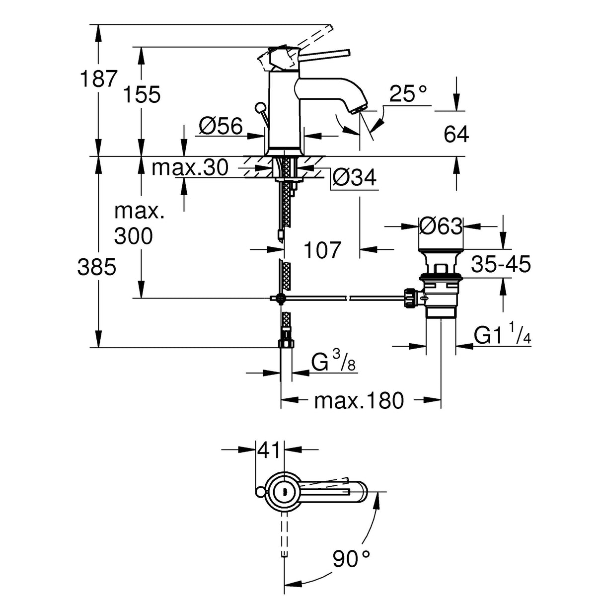 GROHE Mitigeur de lavabo Start Classic 23782000